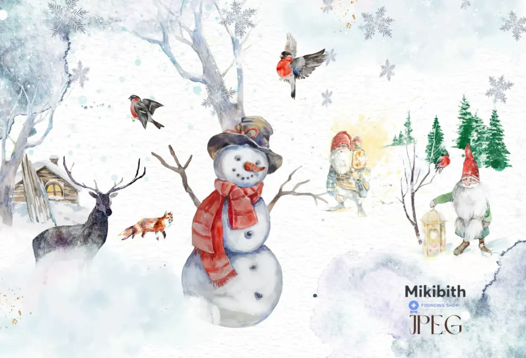 A seamless pattern featuring Christmas poinsettias, red berries, and pine needles on a dark background.