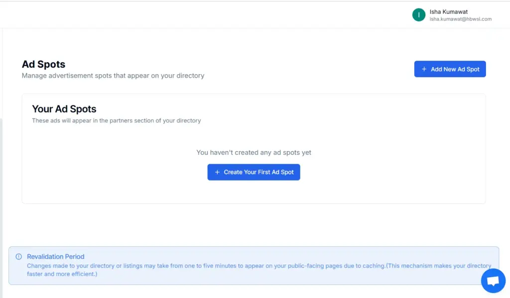 AD Spots Interface , directory website builder