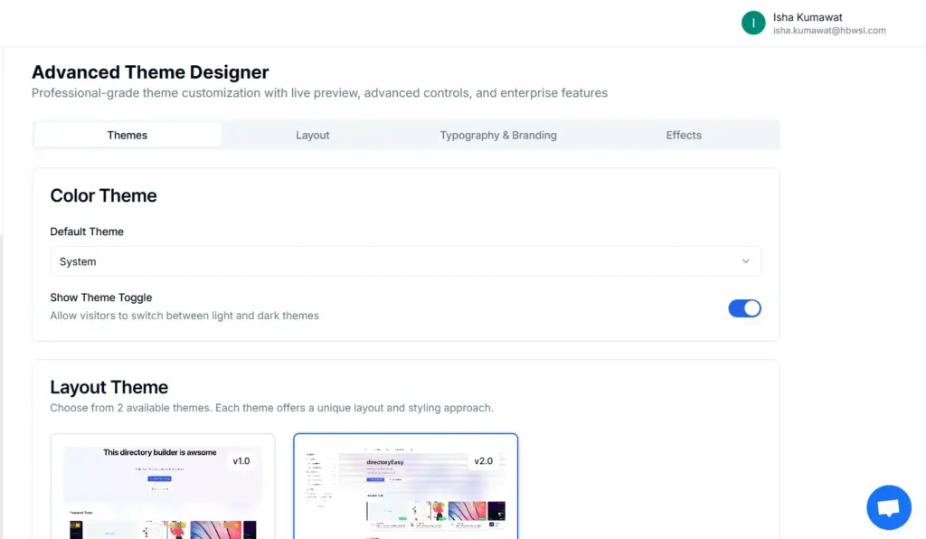 Advanced Customizations Feature , directory website builder