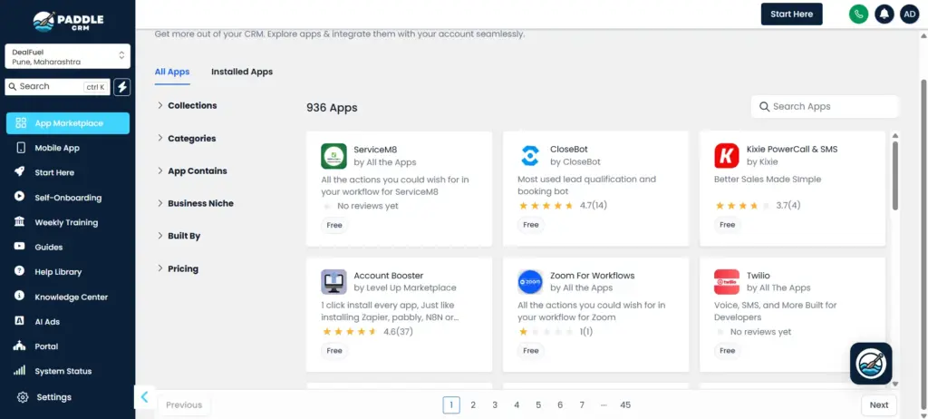 App Integration Marketplace in this lead management software
