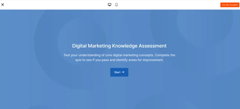 Assessment Quiz Template , Lead Generation Platform