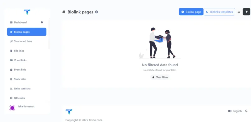 BioLink Pages Interface, Link in Bio Tool