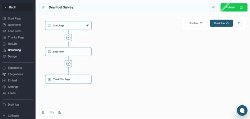 Branching Interface, quiz maker