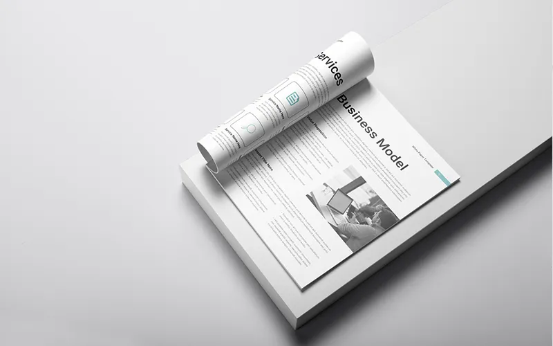 Business model page on rolled-up document