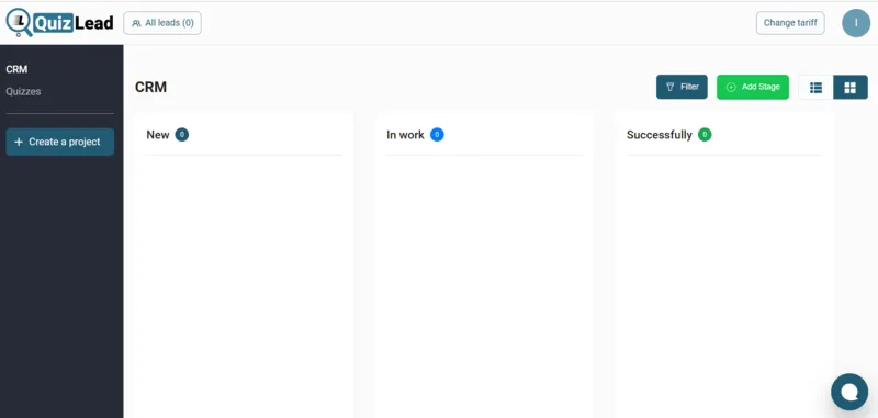 QuizLead CRM Dashboard