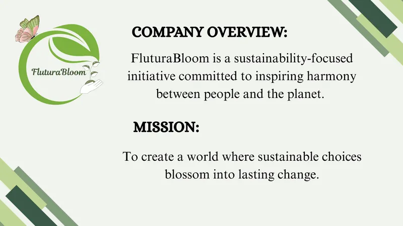 Sustainable Business Plan Presentation company overview slide