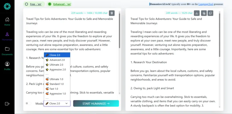 Text Humanization Demo