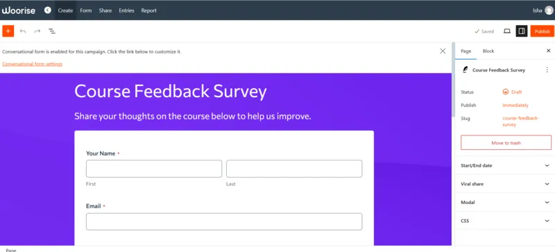 Course Feedback Surevy Template , lead generation platform