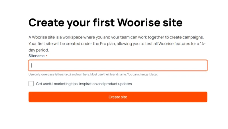 Create Woorise Workspace , website