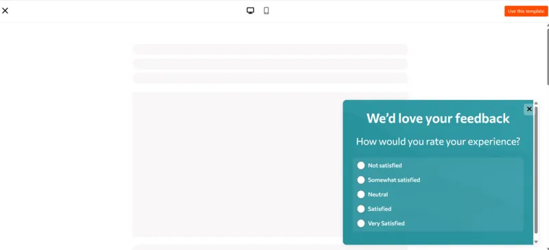 Customer Satisfaction Survey Popup Template , lead generation platform