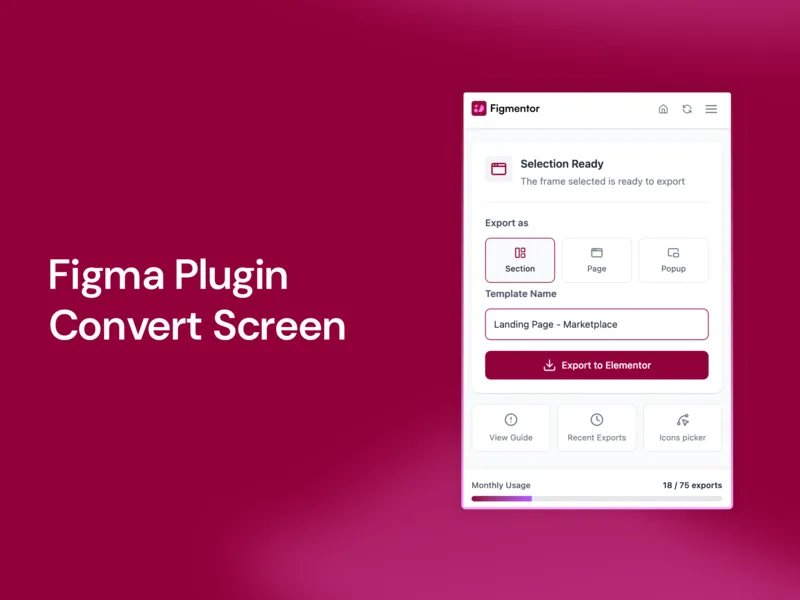 Figmentor Plugin Convert Screen figma to elementor conversion