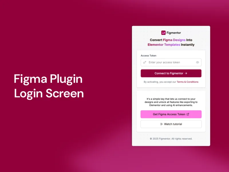 Login Screen Interface of Figmentor - figma to wordpress elementor plugin