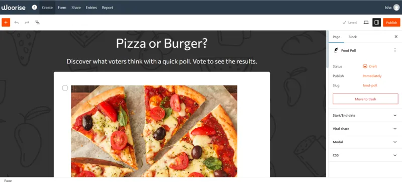 Food Poll Template , Lead Generation Platform