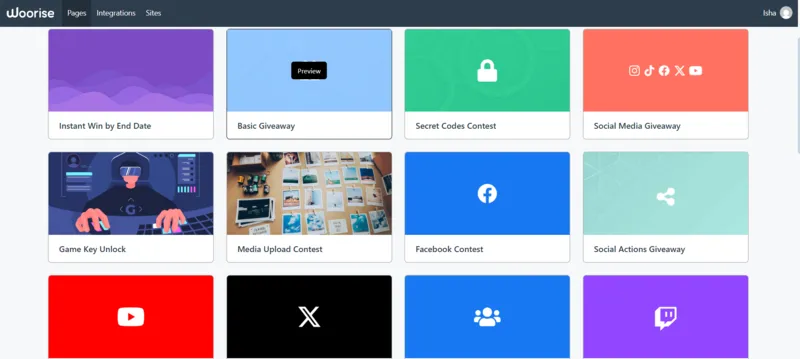 Giveaway Templates , lead generation platform