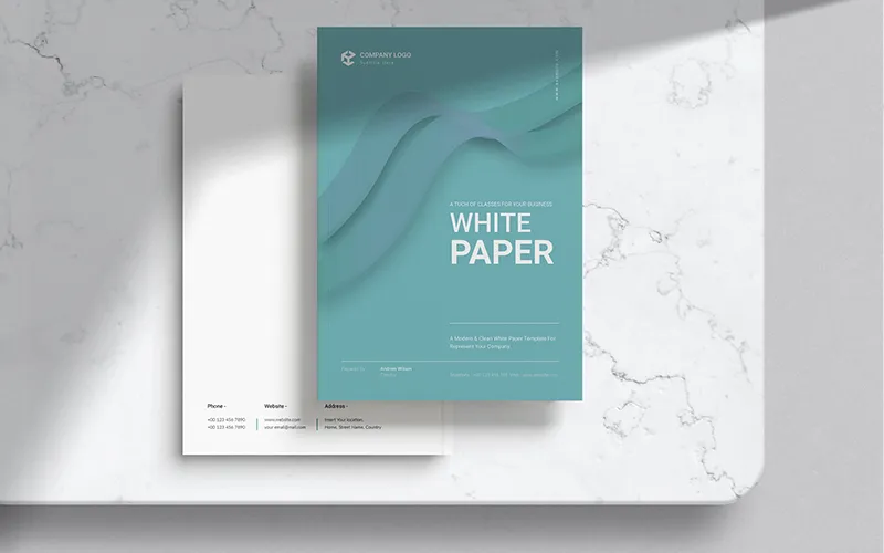 Gradient white paper cover with marketing subtitle