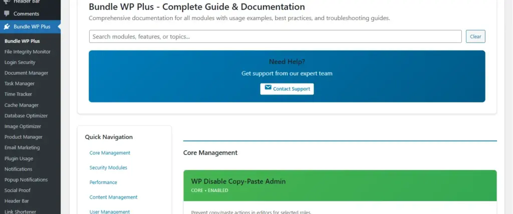 Guide and Documentation In Bundle WP Plus