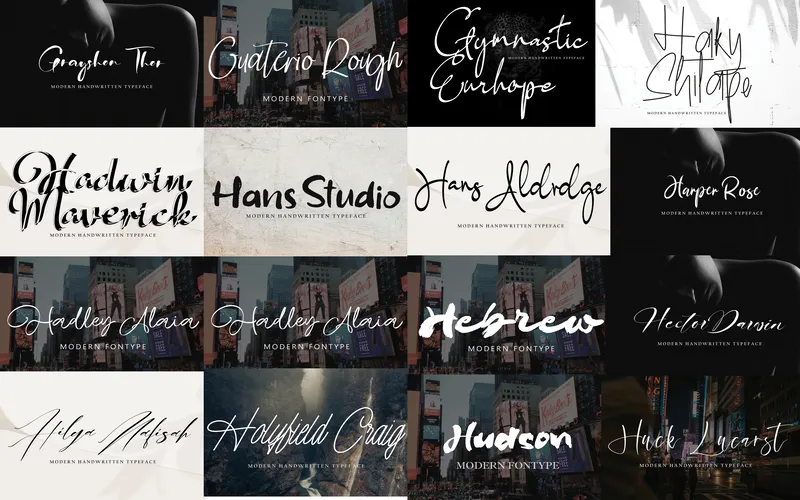 Collection of signature fonts included in the bundle
