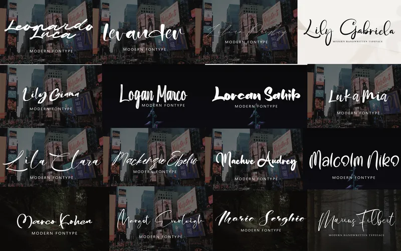 Collection of classic signature fonts included in the bundle