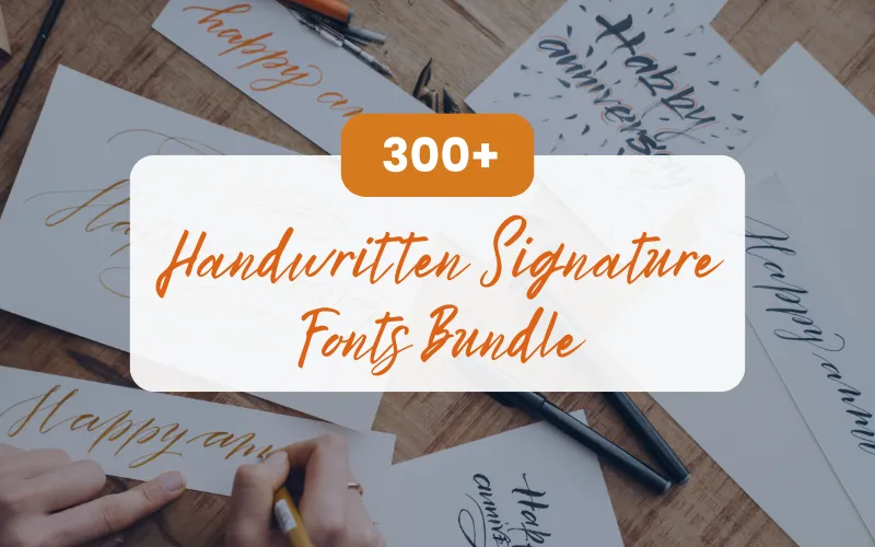 Handwritten Signature Fonts Bundle Feature Image