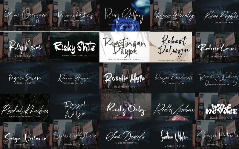 Collection of script fonts included in the bundle