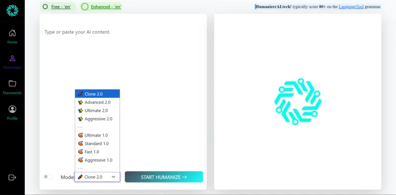 HumanizerAI Interface