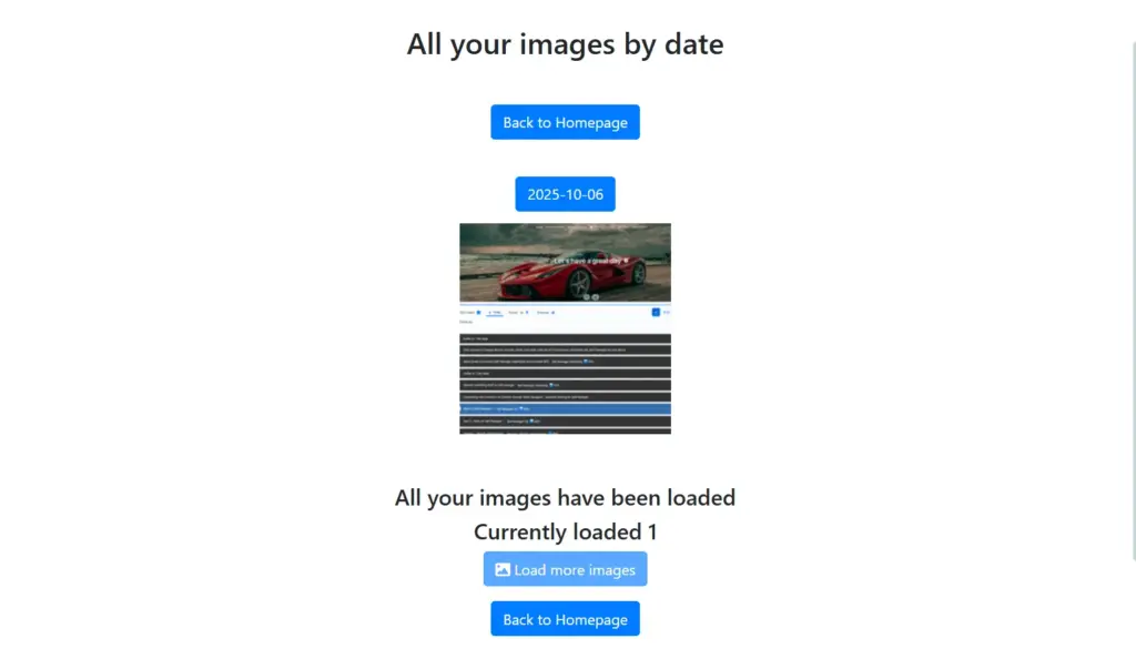 Images by Date interface