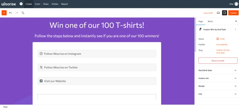 Instant Win Giveaway Template, lead generation platform