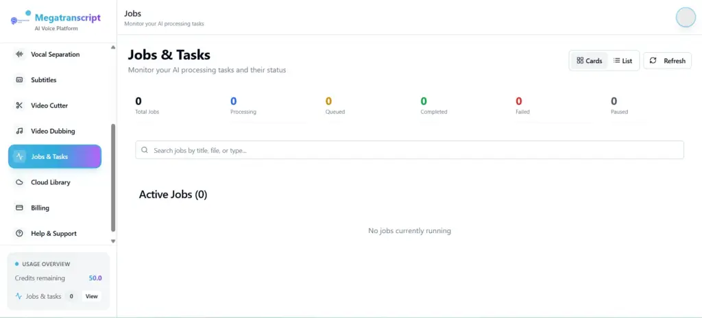 Jobs and Tasks In Megatranscript