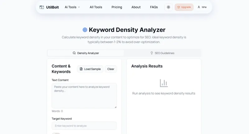 Keyword Density Analyzer, All AI Tools In One Website