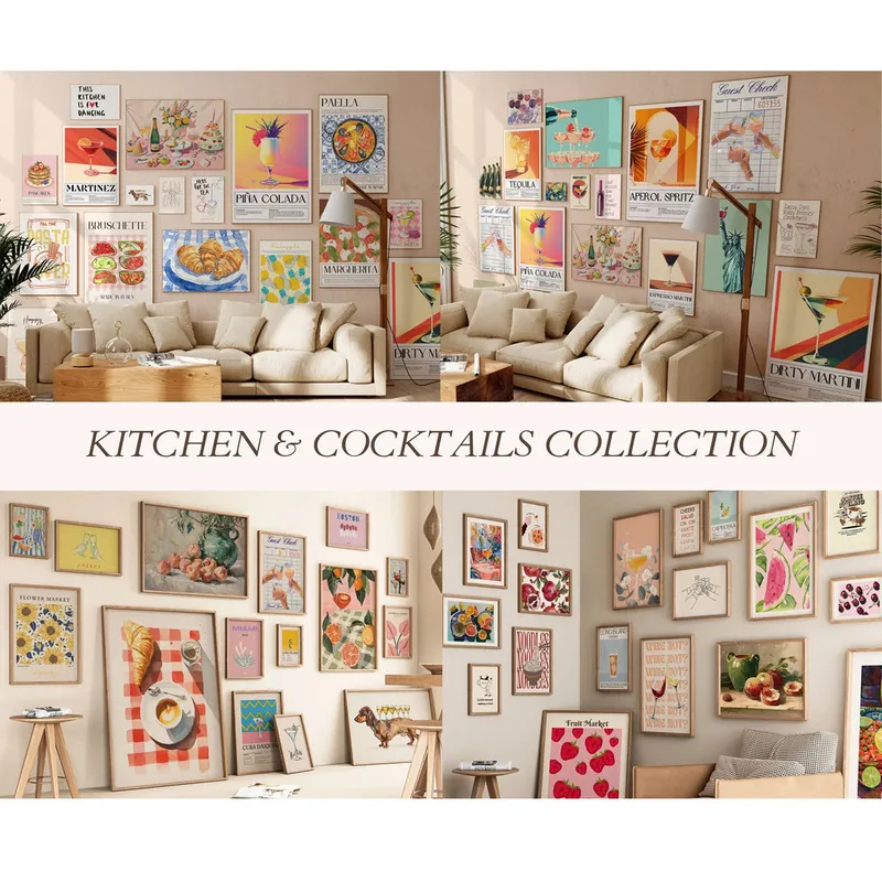 Kitchen and Cocktails Wall Art Poster Images Collection
