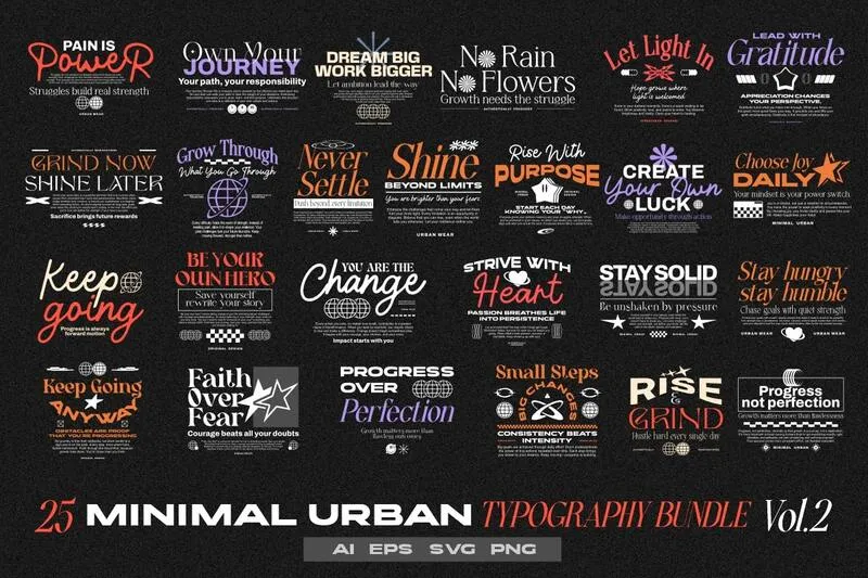 Collage of 24 Minimal Urban Typography Volume 2