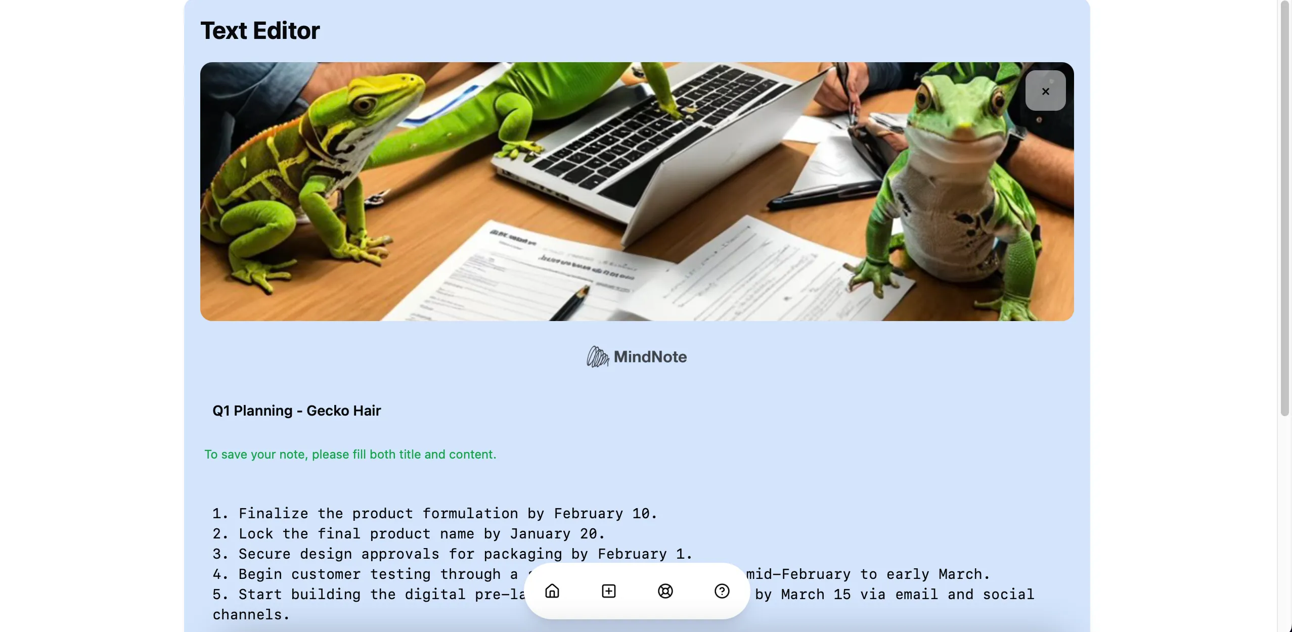 Text editing option in MindNote AI Note Taker App