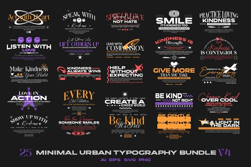 Collage of 24 Minimal Urban Typography Volume 4