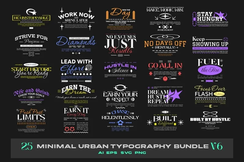 Collage of 24 Minimal Urban Typography Volume 6