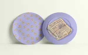 Newspaper pattern as print on a dish