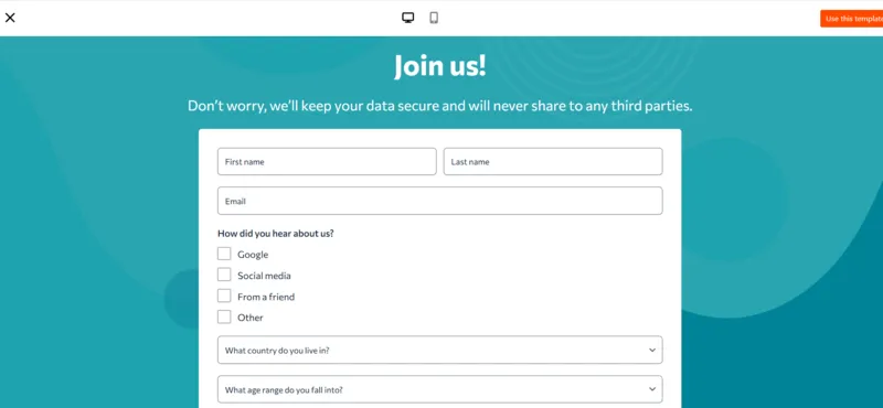 Online Registration Form Template