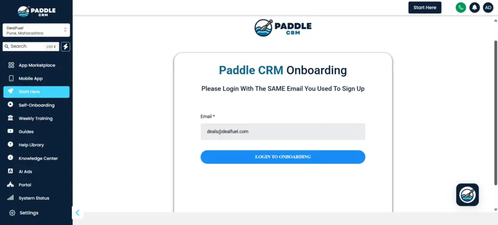 Onboarding in this lead management software