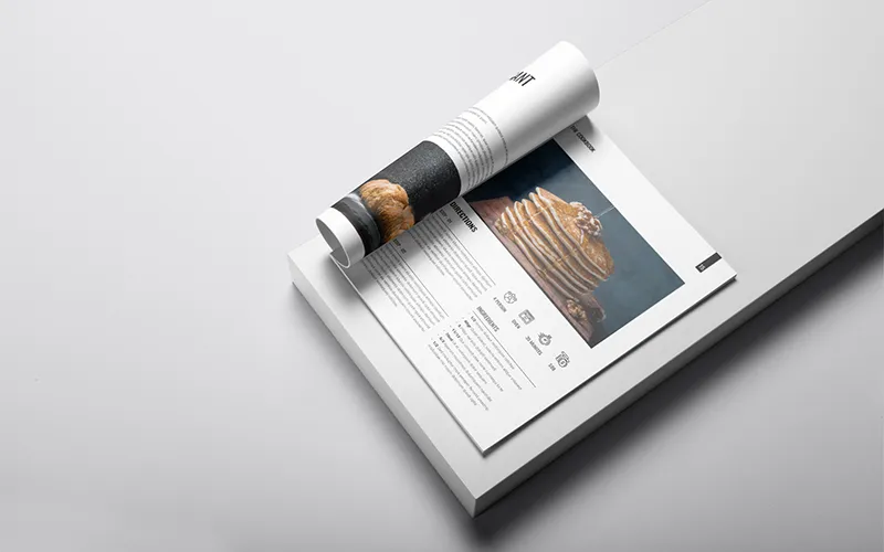 Open magazine with pancake photo and recipe text.