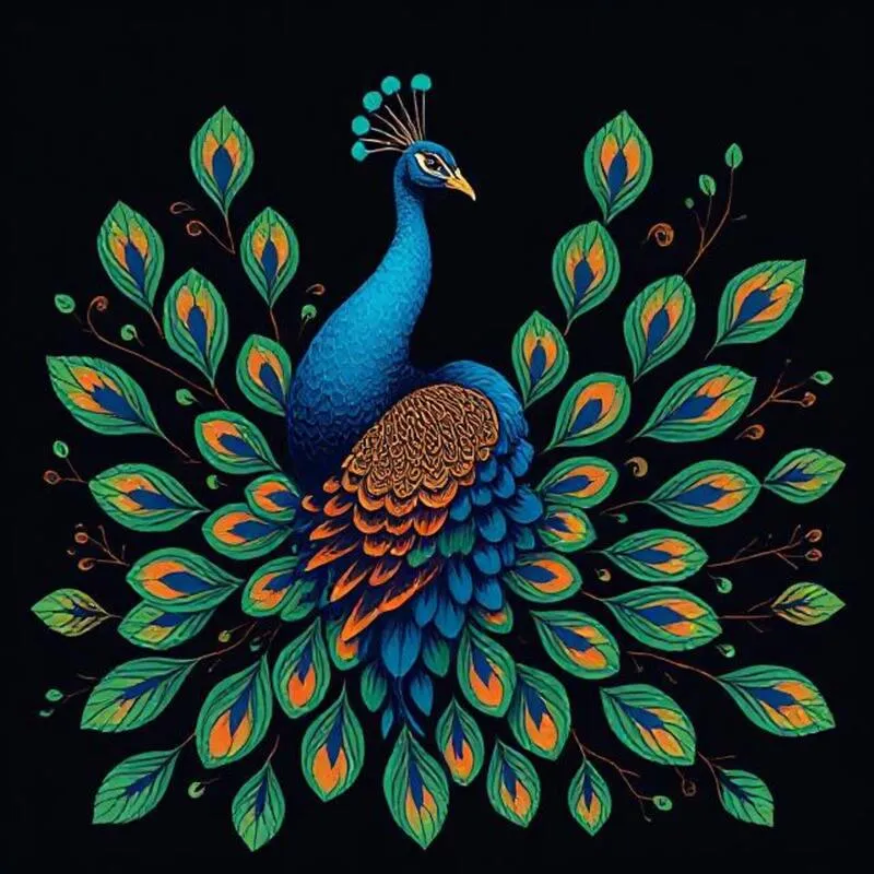 high-res peacock image with black background