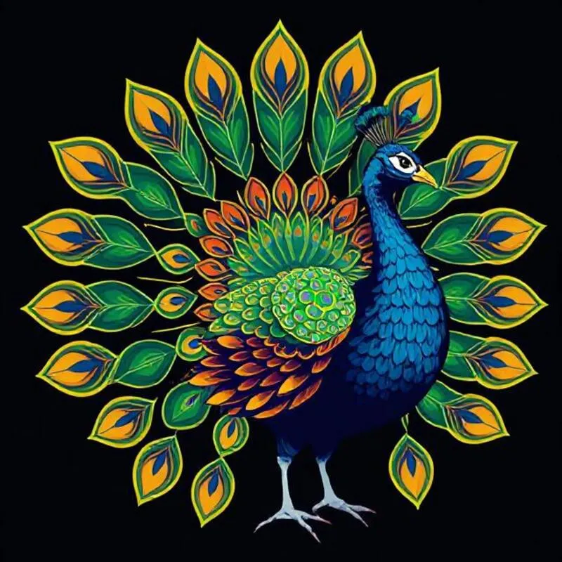 high-res peacock image with black background