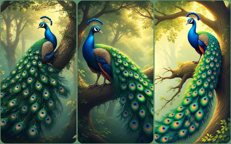 Collage of the Peacock images included in the bundle