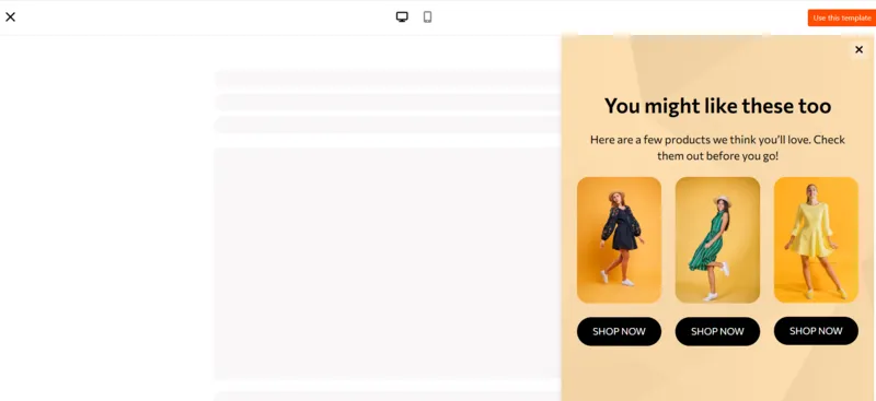 Product Recommendation Popup Template