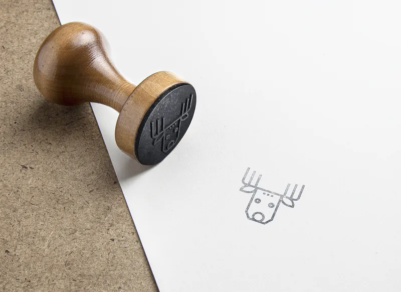 A rubber stamp mockup of a modern line icon included in the bundle