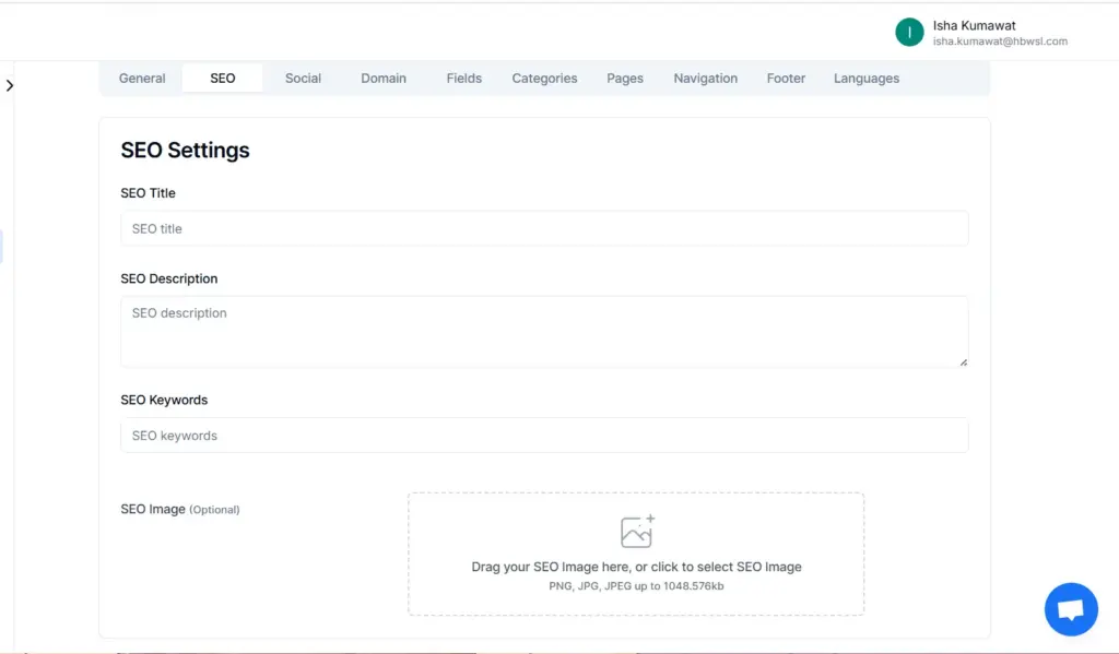 SEO Settings Directory Website Builder