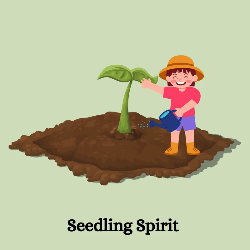 Kid planting seed illustration, from eco branding designs