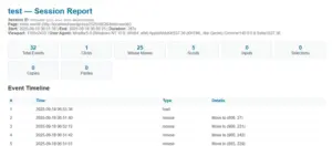 Session Report Screen, Wordpress analytics Plugin