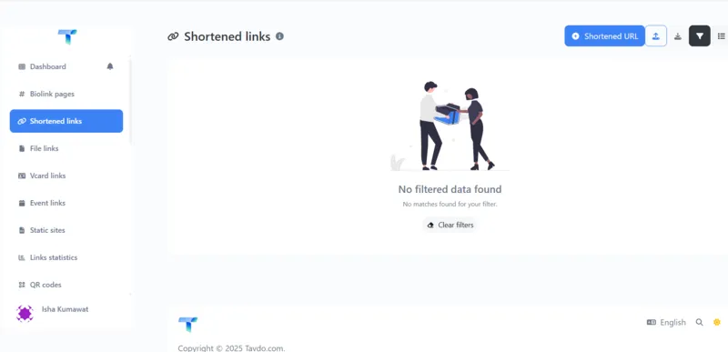 Shortened Links Interface