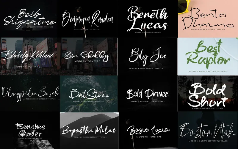 Beautiful handwritten signature fonts included in the bundle
