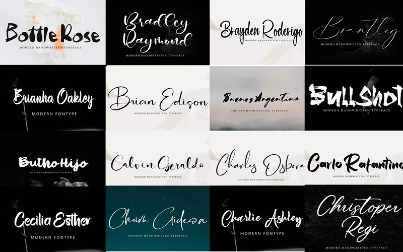 Pretty handwritten signature fonts included in the bundle