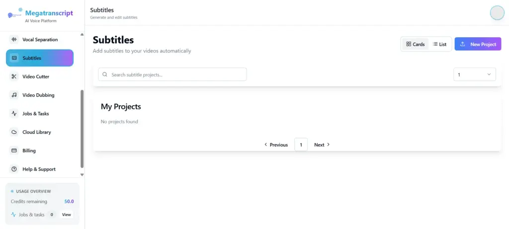 AI Video Subtitles In Megatranscript